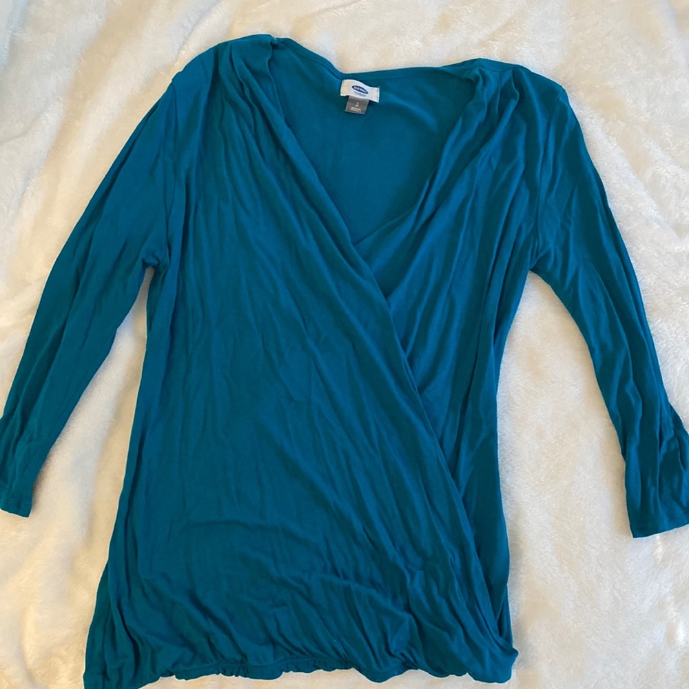 Mock wrap 3/4 sleeve top